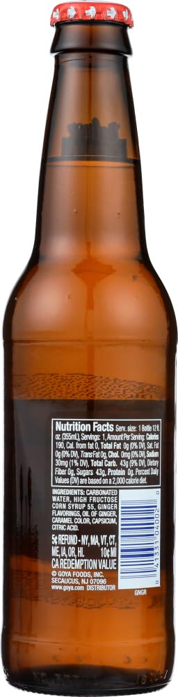 Goya Refresco Ginger Beer Soda, 12 Ounce -- 24 per case.