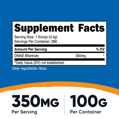 Nutricost Pure DMAE-Bitartrate Powder 100 Grams