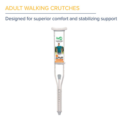 Hugo Mobility Adjustable Crutches for Walking, Tall Adult Walking Crutches, Comfortable Lightweight Crutches with Underarm Pad and Hand Grip
