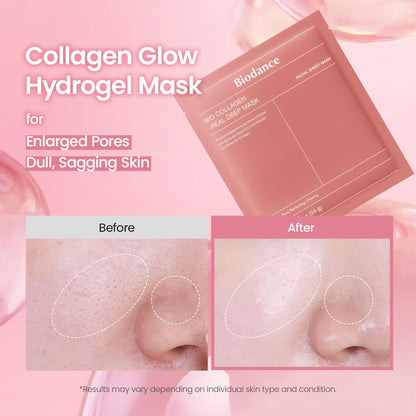 BIODANCE Bio-Collagen Real Deep Mask, Hydrating Overnight Hydrogel Face Mask, Pore Minimizing, Elasticity, Plumping, After Sun Care, Travel Essentials for Women, Korean Skin Care | 1.19oz(34g) x 4ea