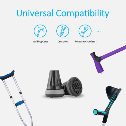 Rehand Cane Tips, 3/4 Inch All Terrain Tip for Cane & Crutch, 3/4'' Rubber Replacement Foot Pad, 0.75 Inch Cane Tips Heavy Duty, Walking Cane Tips and Crutch Tips(Pack of 2)