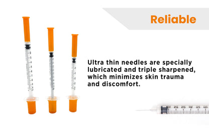 BH Supplies Insulin Syringes U-100 31G 1ml/cc 5/16" (8mm) Pack of 100 Pcs