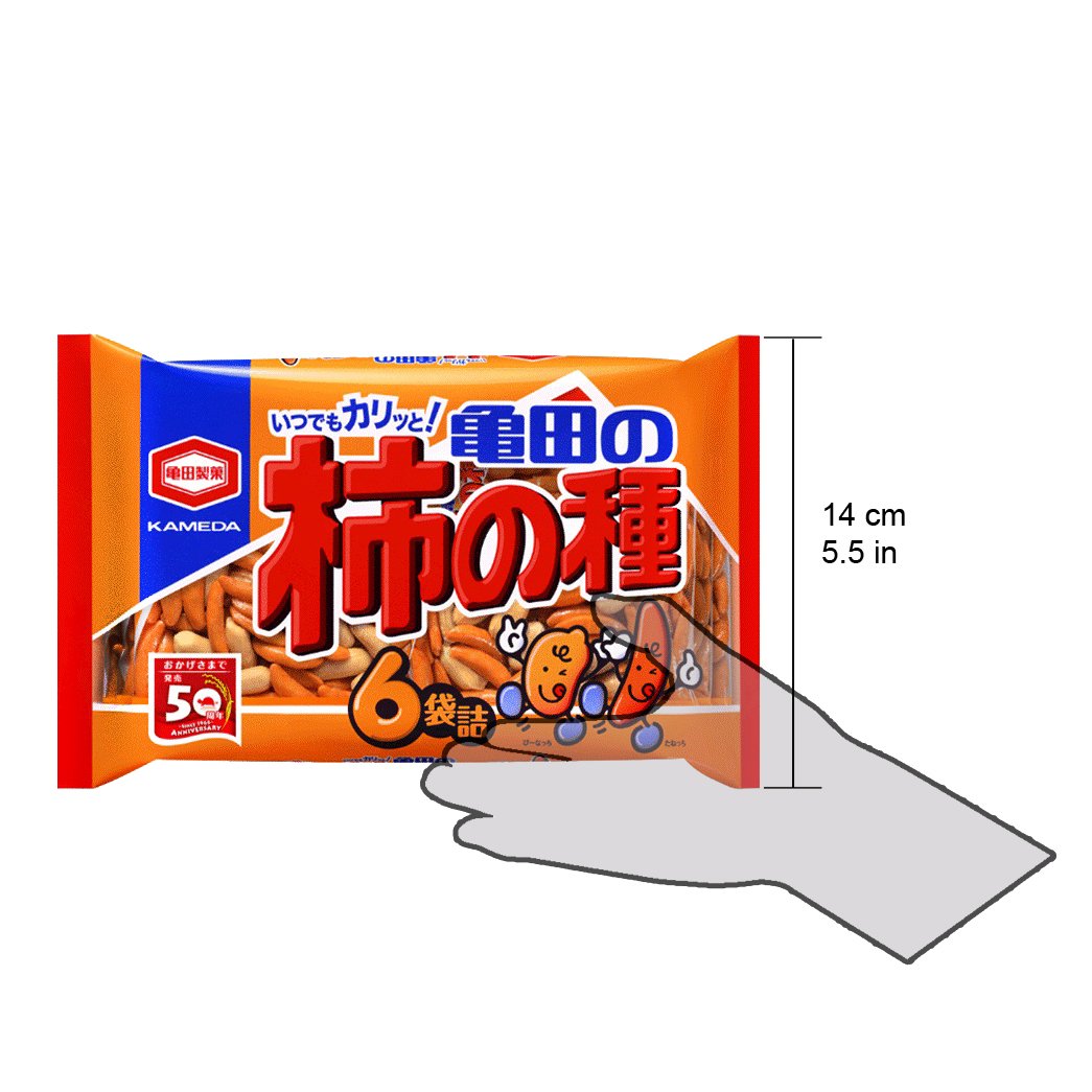 Normal and Wasabi Flavor Set of Kameda Kakinotane Rice Cracker with Peanuts 6 packs: total 200g (7.05oz) + 182g (6.4oz) (Ninjapo Wrapping)