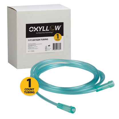 Premium 7 ft Oxygen Tubing - 1-Count - 6-Channel Kink-Resistant Air Flow - High-Visibility Green Tint - Universal End Connectors - Durable, Medical Grade Oxygen Therapy Accessory