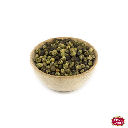 Spicy World Whole Green Peppercorns 4 Oz Bag - Steam Sterilized & All Natural