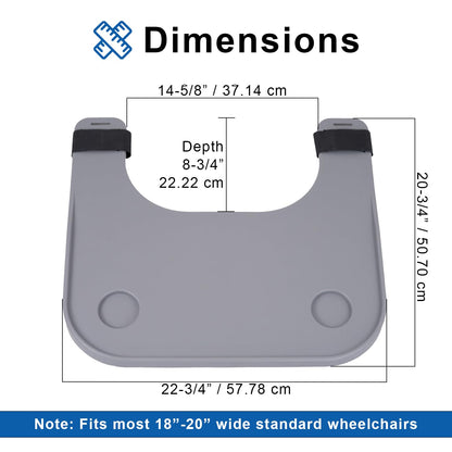 AlveyTech Wheelchair Tray Table with Cup Holder - Fits 18-20 Inch Wide Standard Wheelchairs Like Drive, Golden, & Invacare, Universal Removable Lap Desk for Adults Eating Reading Resting