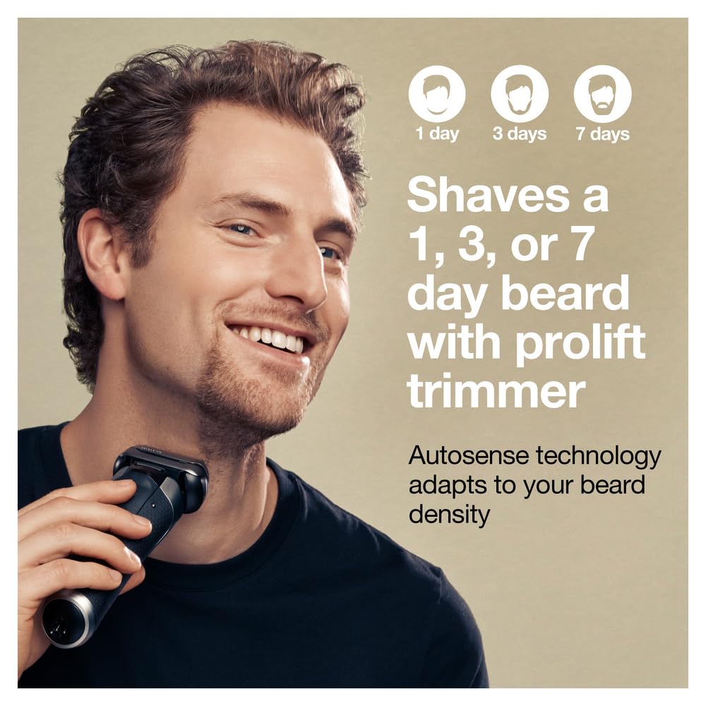 Braun Electric Razor for Men, Waterproof Foil Shaver, Series 9 Pro 9477cc, Wet & Dry Shave, with Portable Charging Case, ProLift Beard Trimmer, 5-in-1 Cleaning & Charging SmartCare Center, Silver