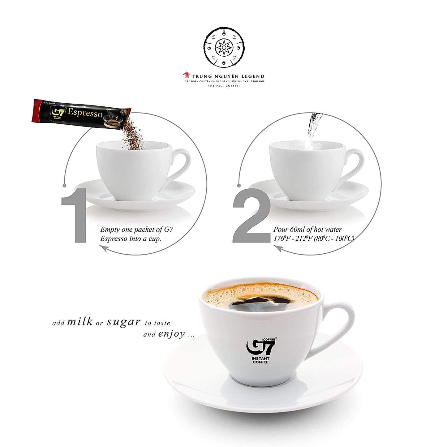 Trung Nguyen — G7 Instant Coffee — Espresso — Strong and Bold — Instant Vietnamese Coffee (15 Packets/Box)