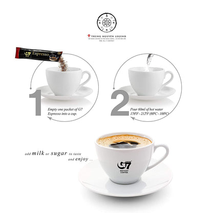 Trung Nguyen — G7 Instant Coffee — Espresso — Strong and Bold — Instant Vietnamese Coffee (15 Packets/Box)