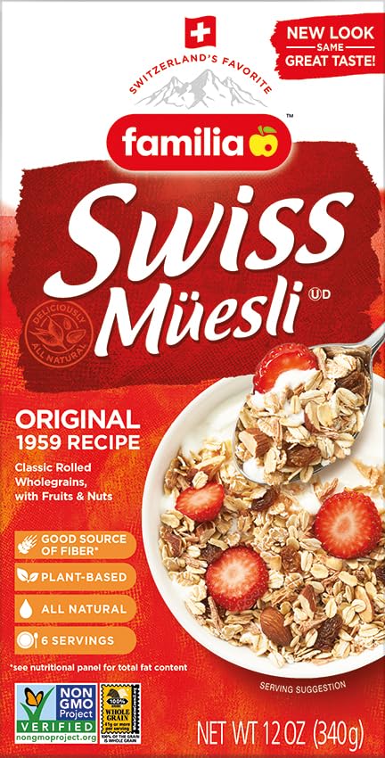 Familia Swiss Muesli Cereal, Original Recipe with Fruit and Nuts - Enjoy Hot, Cold or as Overnight Oats, 12 oz (Pack of 6)