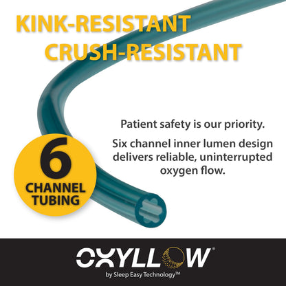 Premium 7 ft Oxygen Tubing - 1-Count - 6-Channel Kink-Resistant Air Flow - High-Visibility Green Tint - Universal End Connectors - Durable, Medical Grade Oxygen Therapy Accessory