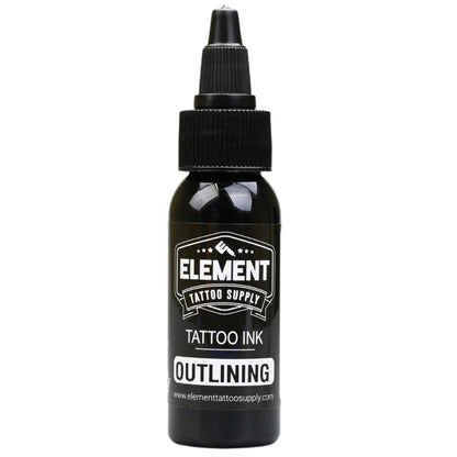 Element Tattoo Supply Nighthawk Black Tattoo Ink - Permanent Solid Black Color for Outlining, Shading & Blending, Professional Grade, Vegan, Non-Toxic & Safe for Human Skin, 1 oz Bottle