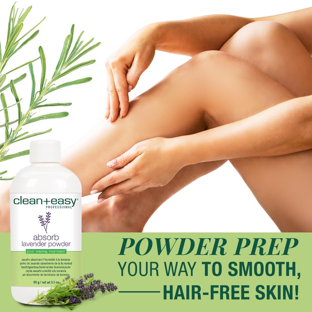 Clean + Easy Absorb Lavender Powder Pre Waxing Treatment | Moisture Absorbent Powder for Hair Removal, 3.5 oz