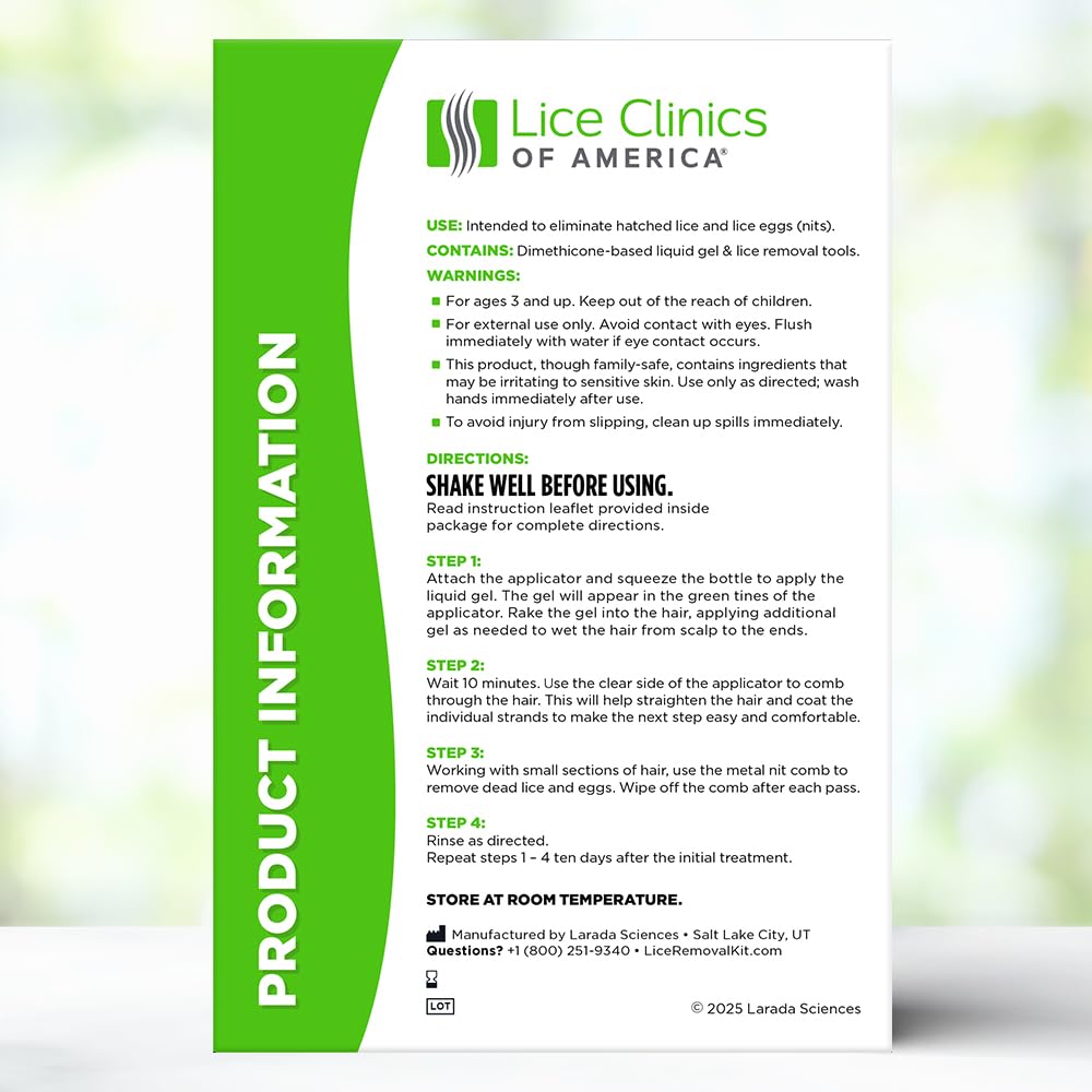 Lice Treatment Kit by Lice Clinics-Guaranteed Cure for Super Lice-Safe, Non-Toxic (Complete Kit with 5.25oz Shampoo, Metal Comb & More)