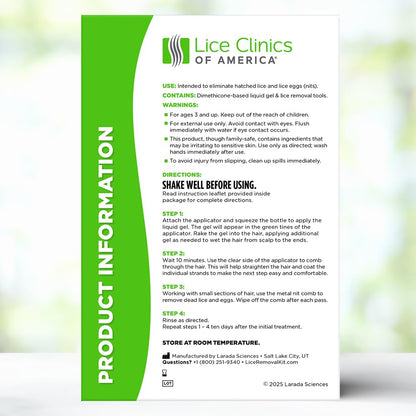 Lice Treatment Kit by Lice Clinics-Guaranteed Cure for Super Lice-Safe, Non-Toxic (Complete Kit with 5.25oz Shampoo, Metal Comb & More)