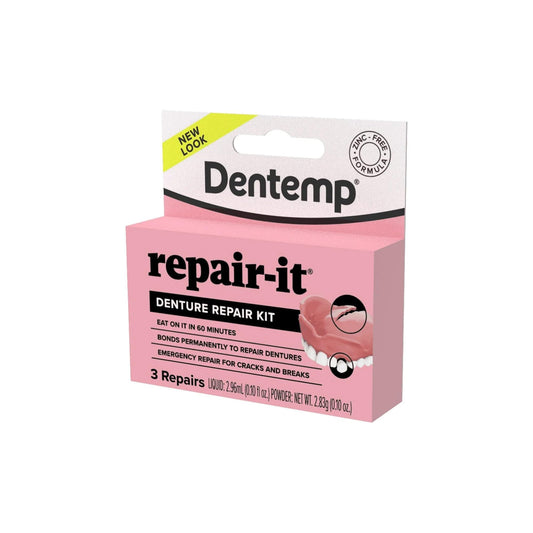 Dentemp Repair Kit - Repair-It Advanced Formula Denture Repair Kit - Repairs Broken Dentures, Mends Cracks and Replace Loose Teeth