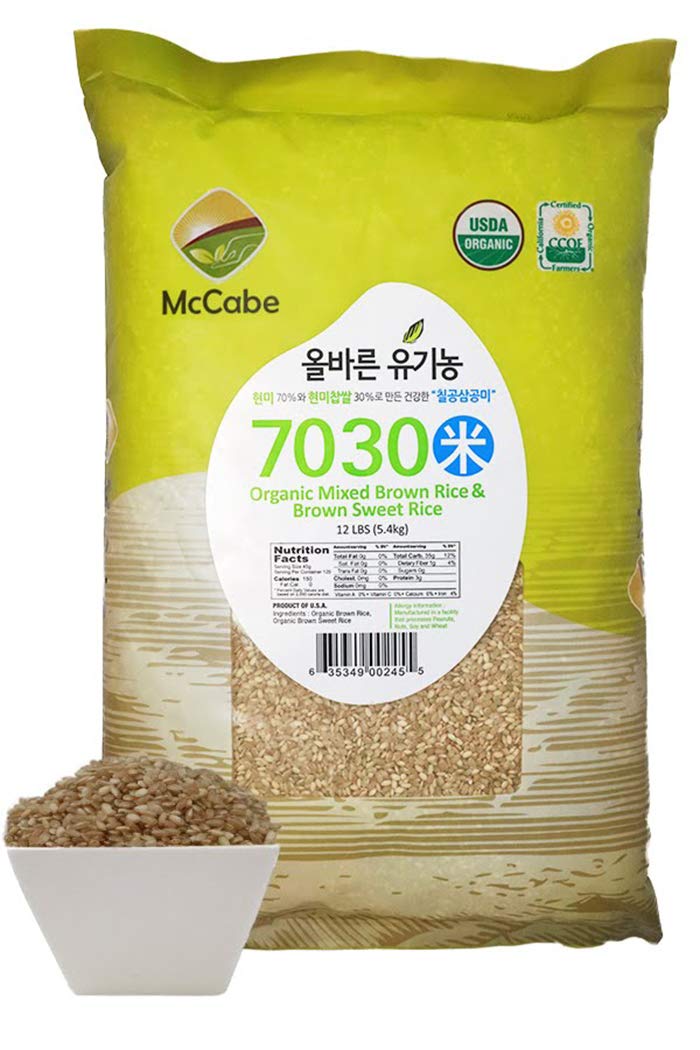 McCabe Organic 7030 (Brown Rice & Brown Sweet Rice), 12-Pound, USDA Certified, CCOF (California Certified Organic Farmers), Product of USA