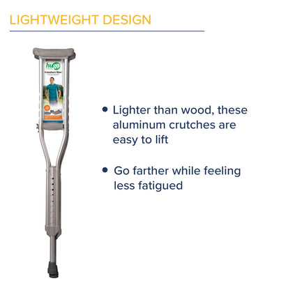 Hugo Mobility Adjustable Crutches for Walking, Tall Adult Walking Crutches, Comfortable Lightweight Crutches with Underarm Pad and Hand Grip