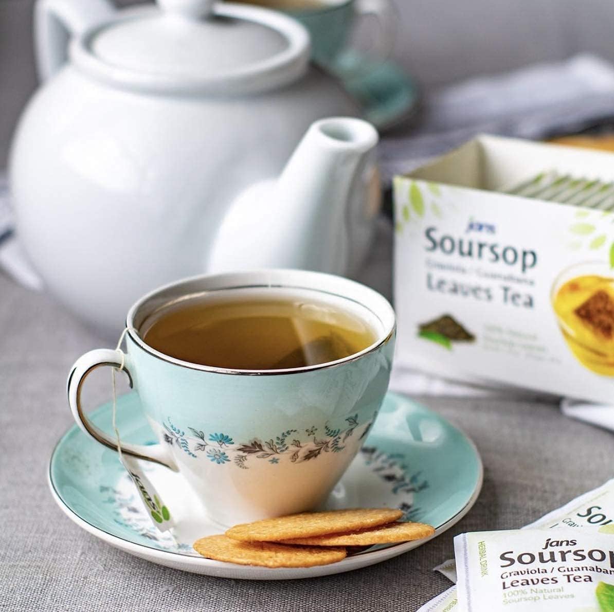 Jans Soursop Tea Bags (25 Count) – Full Strength Herbal Tea from 100% Natural Soursop Leaves – Hoja De Guanabana Graviola Leaf Tea – Caffeine Free Sour Sop Tea Bags, Vegan & Premium Quality