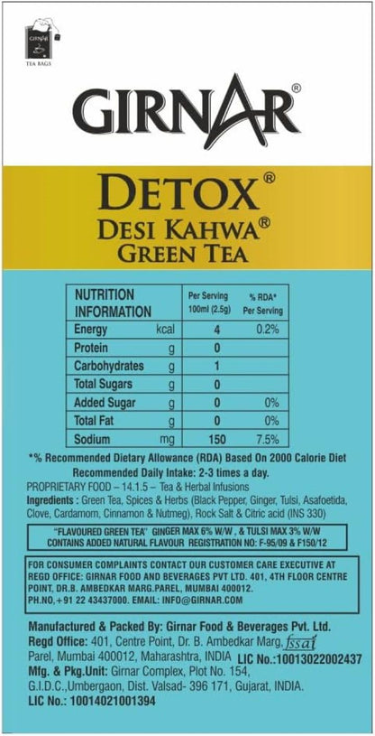 Girnar Detox Green Tea, (36 Teabags)