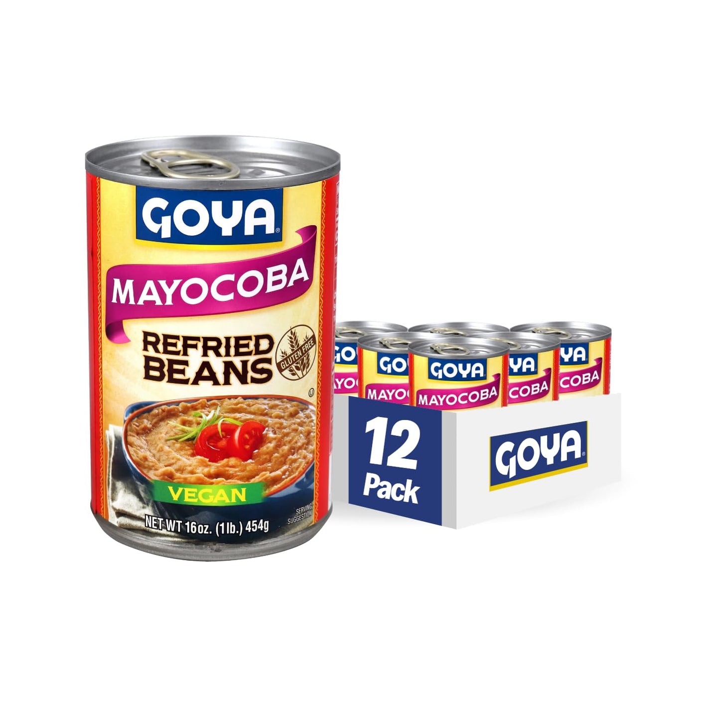 Goya Mayocoba Refried Beans, 16 Ounce (Pack of 12)