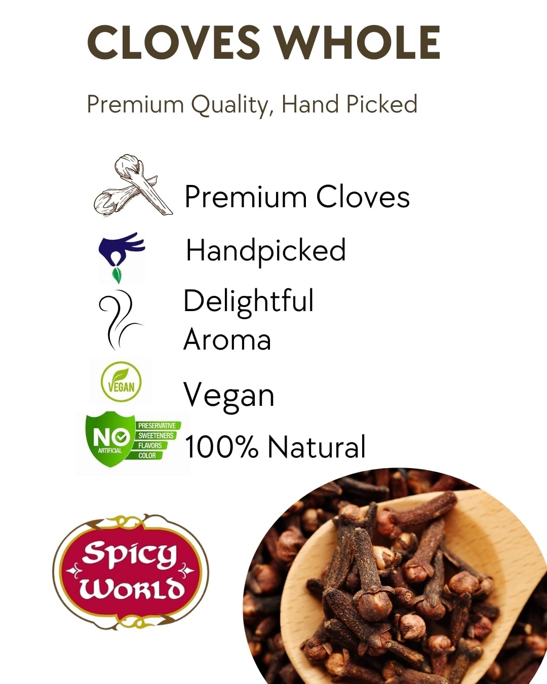 Cloves Whole Bulk 14 Oz Bag - Pure, Non-GMO, Premium Hand Picked Quality - Great for Foods, Clove Tea, Clove Pomander Balls & Potpourri - Aromatic & Richly Flavored Cloves Whole by Spicy World