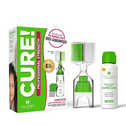 Lice Treatment Kit by Lice Clinics-Guaranteed Cure for Super Lice-Safe, Non-Toxic (Complete Kit with 5.25oz Shampoo, Metal Comb & More)