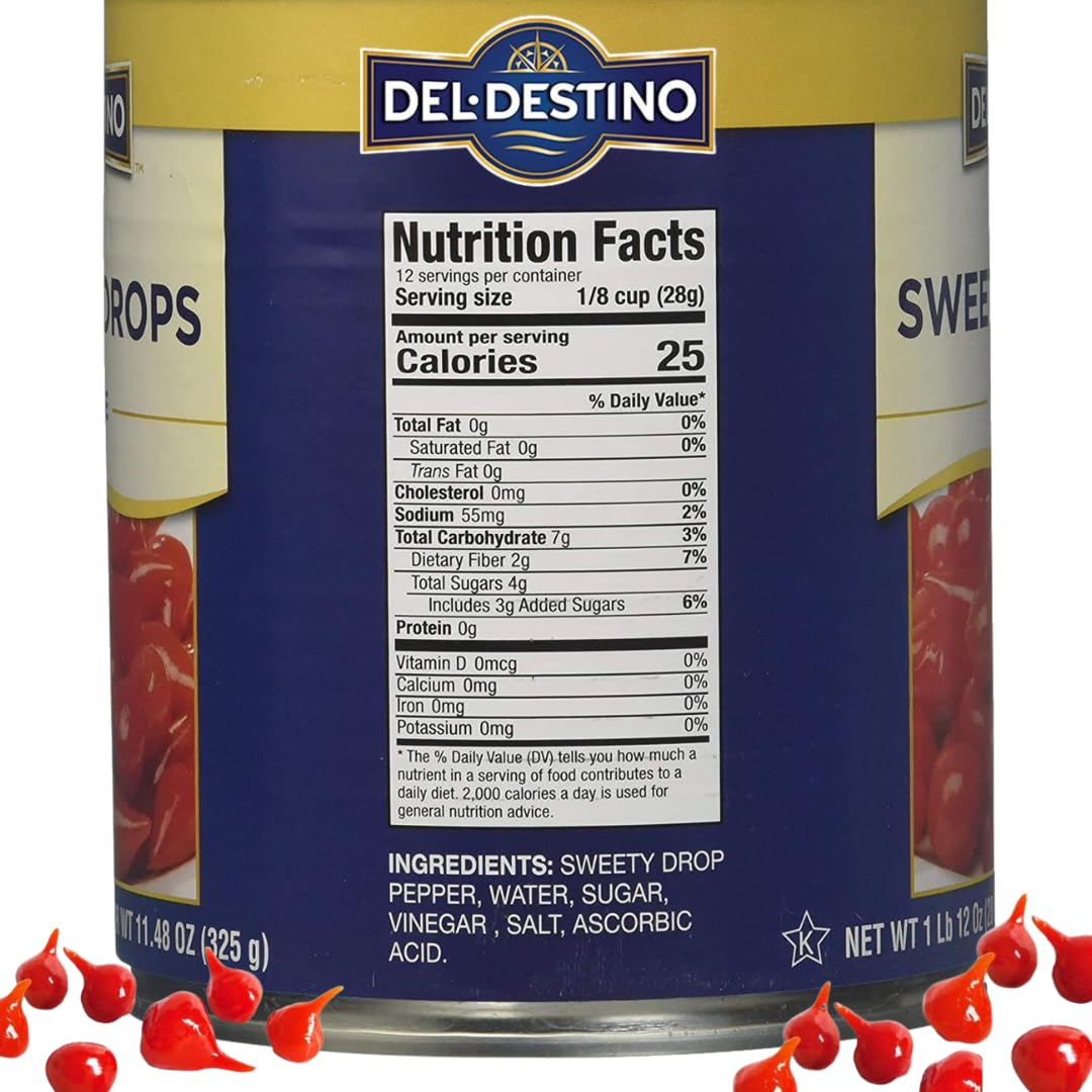 Del Destino Red Sweety Drop Miniature Peppers Tin, 28 Oz