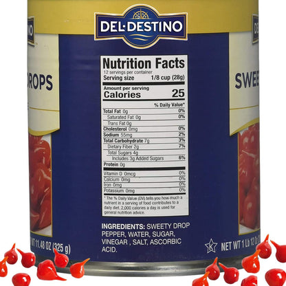 Del Destino Red Sweety Drop Miniature Peppers Tin, 28 Oz