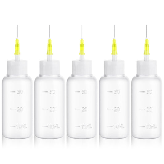 FJNATINH 30cc Needle Tip Glue Squeeze Bottle, Precision Tips Applicator Bottles, 5 Pack