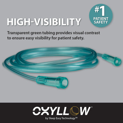 Premium 7 ft Oxygen Tubing - 1-Count - 6-Channel Kink-Resistant Air Flow - High-Visibility Green Tint - Universal End Connectors - Durable, Medical Grade Oxygen Therapy Accessory