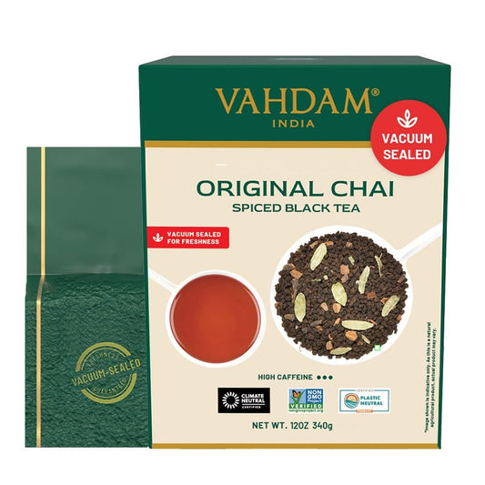 VAHDAM Masala Chai Tea - Loose Leaf 170+ Cups (340g/12oz) Blend of Black Tea with Cinnamon, Cardamom, Cloves & Black Pepper | Vacuum Sealed Pack