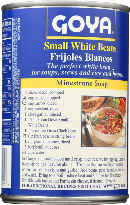 Goya Small White Beans Habichuelas Blancas 15.5 Oz. Pack Of 6.