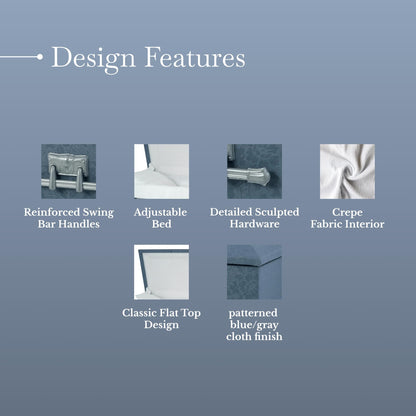 Titan Casket – Oversized Slate Gray Cloth Covered Casket with White Crepe Interior | Handcrafted Large Funeral Casket for Dignified Burial Services
