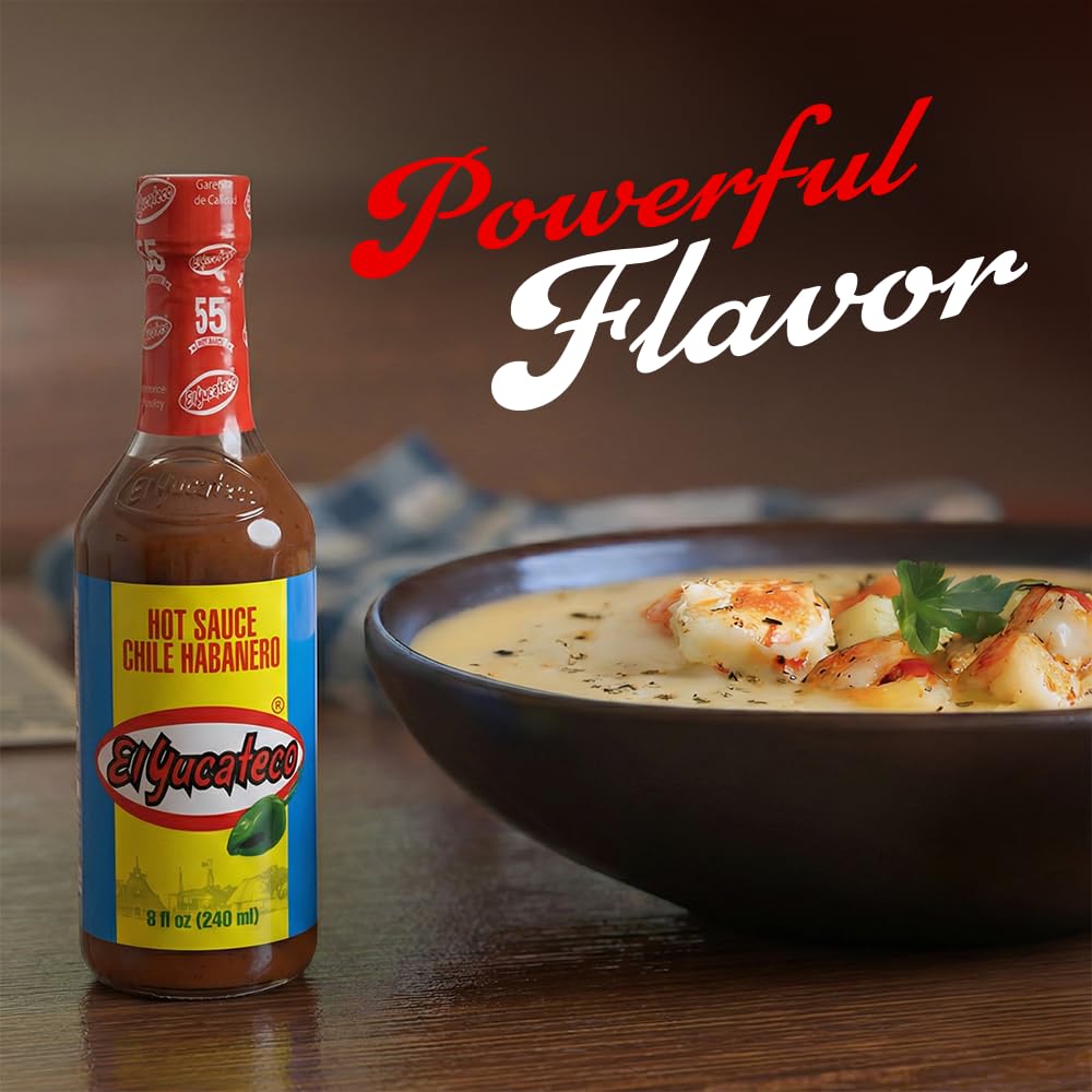 El Yucateco Red Habanero Hot Sauce Authentic Mexican Chile Habanero Sauce, Medium Heat, Pack of 1 (8 fl oz / 120 ml), Imported from Mexico