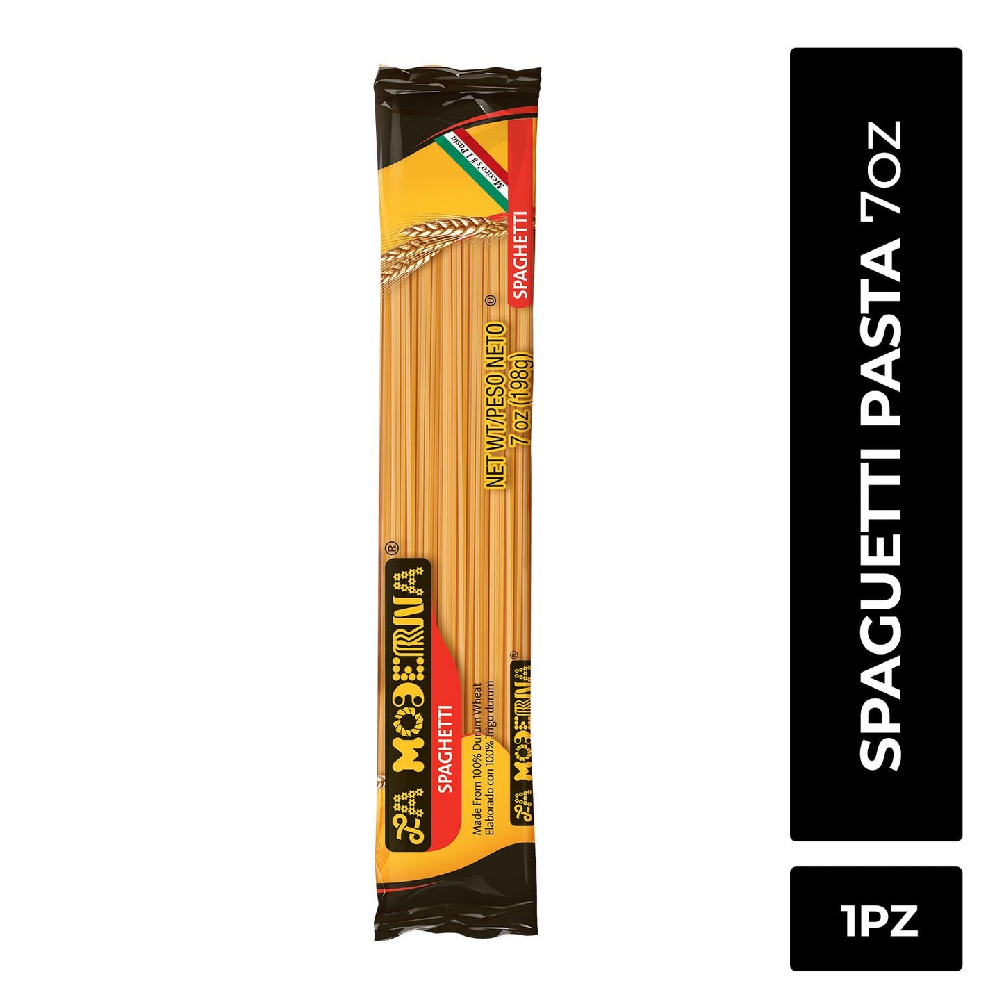 LA MODERNA, Spaghetti Pasta 7 oz (Pack of 1) | Made with Durum Wheat Semolina | Enriched with Iron & B Vitamins | Non-GMO | Kosher | Quick-Cook Italian Staple