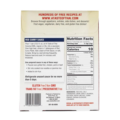 A Taste of Thai Red Curry Paste – Authentic & Natural Ready-to-Use Thai Curry Paste – Vegan, Gluten‑Free & Non‑GMO – Rich, Aromatic Flavor for Curries, Stir‑Fries, Soups & Dips - 1.75 Oz