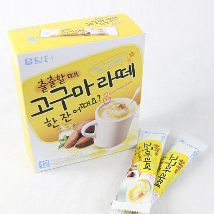 Damtuh Sweet Potato Latte 18g x 12 Sticks – Korean Goguma Latte Powder, Creamy Instant Drink Mix, Naturally Caffeine-Free