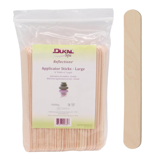 Dukal Large Wooden Wax Sticks - Body Hair Removal Applicator for Waxing, ¾” x 6” (Pack of 100)