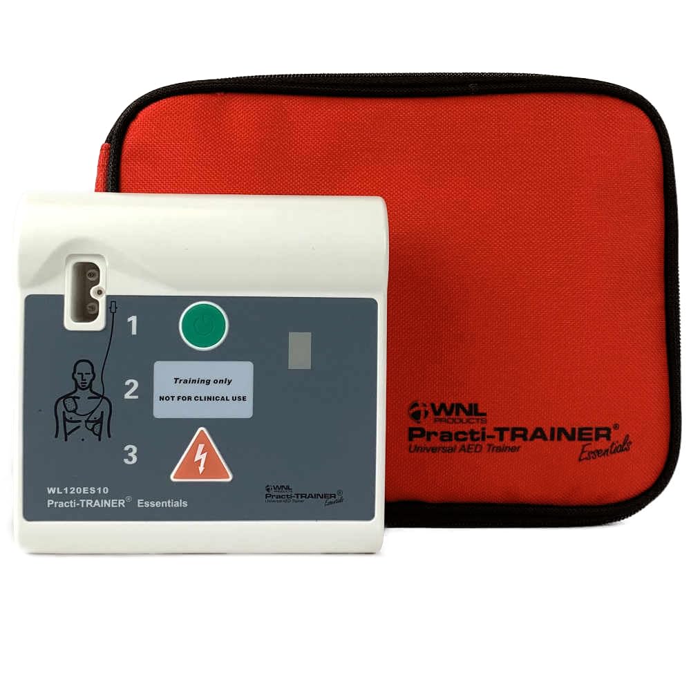 WNL Products WL120ES10, for Training Use Only 4 AED Defibrillators and Carry Bag - Practi-Trainer Essentials Base Model AED Training Kit (4 Units) and Custom Carrying Bag