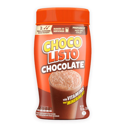 Chocolisto Instant Chocolate Drink, Nutritious Beverage with Vitamins and Minerals, 10.5 oz, Pack of 1.
