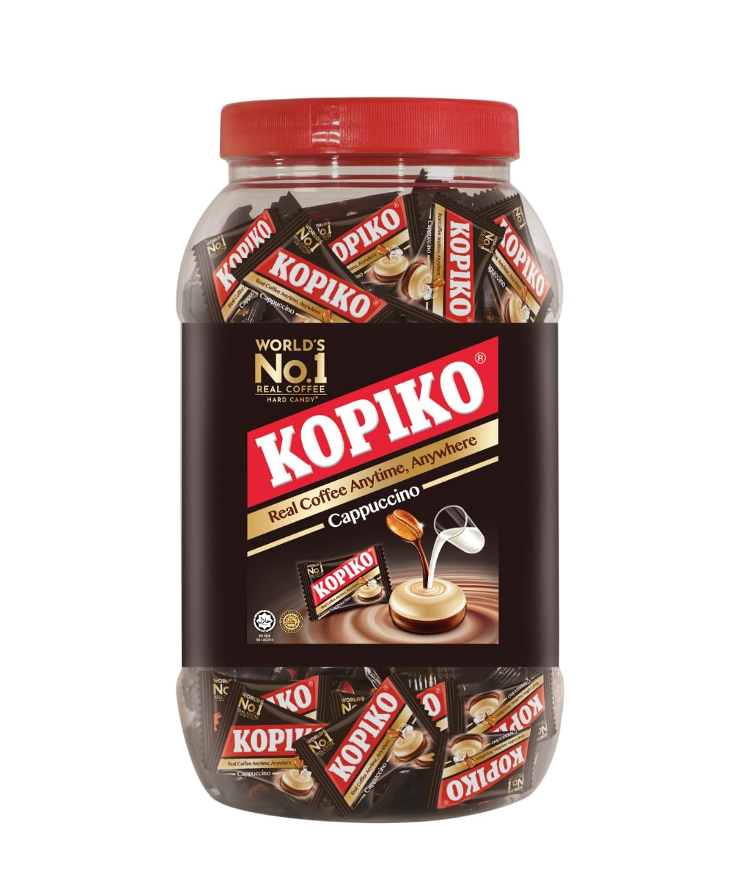 Kopiko Cappuccino Candy – Bold-Tasty Hard Candy from Indonesia with Real Coffee Extract – A Satisfying Boost for On-the-Go Energy (28.2oz Jar)