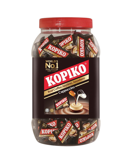 Kopiko Cappuccino Candy – Bold-Tasty Hard Candy from Indonesia with Real Coffee Extract – A Satisfying Boost for On-the-Go Energy (28.2oz Jar)