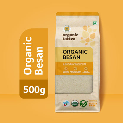 Organic Tattva Gram Flour Besan, ChickPea Flour, 500g Certified By USDA Organic