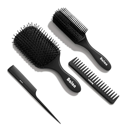 Balon Hair Brush for Women and Men, 4Pcs Paddle Brush Detangling Brush Hair Comb Set for Long Thick Thin Curly Hair, Hairbrush Great On Wet or Dry, No More Tangle
