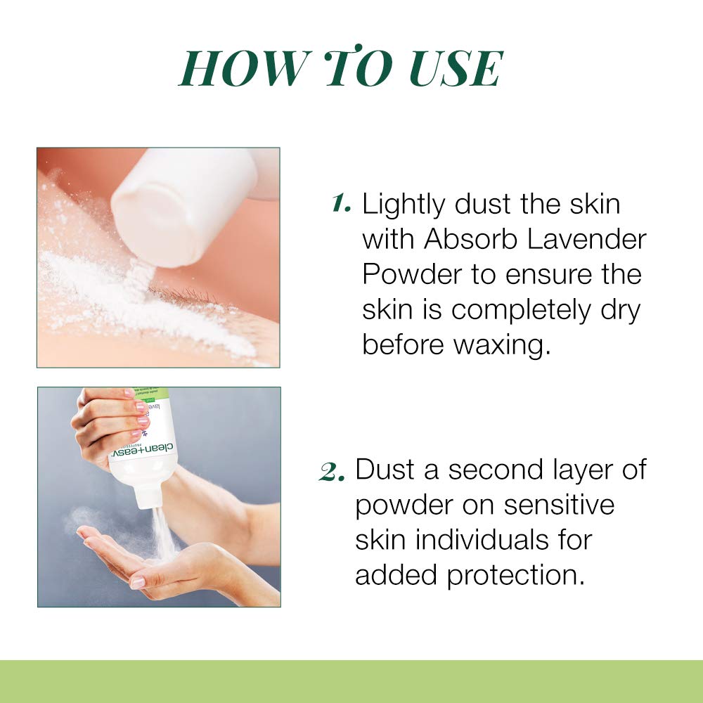 Clean + Easy Absorb Lavender Powder Pre Waxing Treatment | Moisture Absorbent Powder for Hair Removal, 3.5 oz