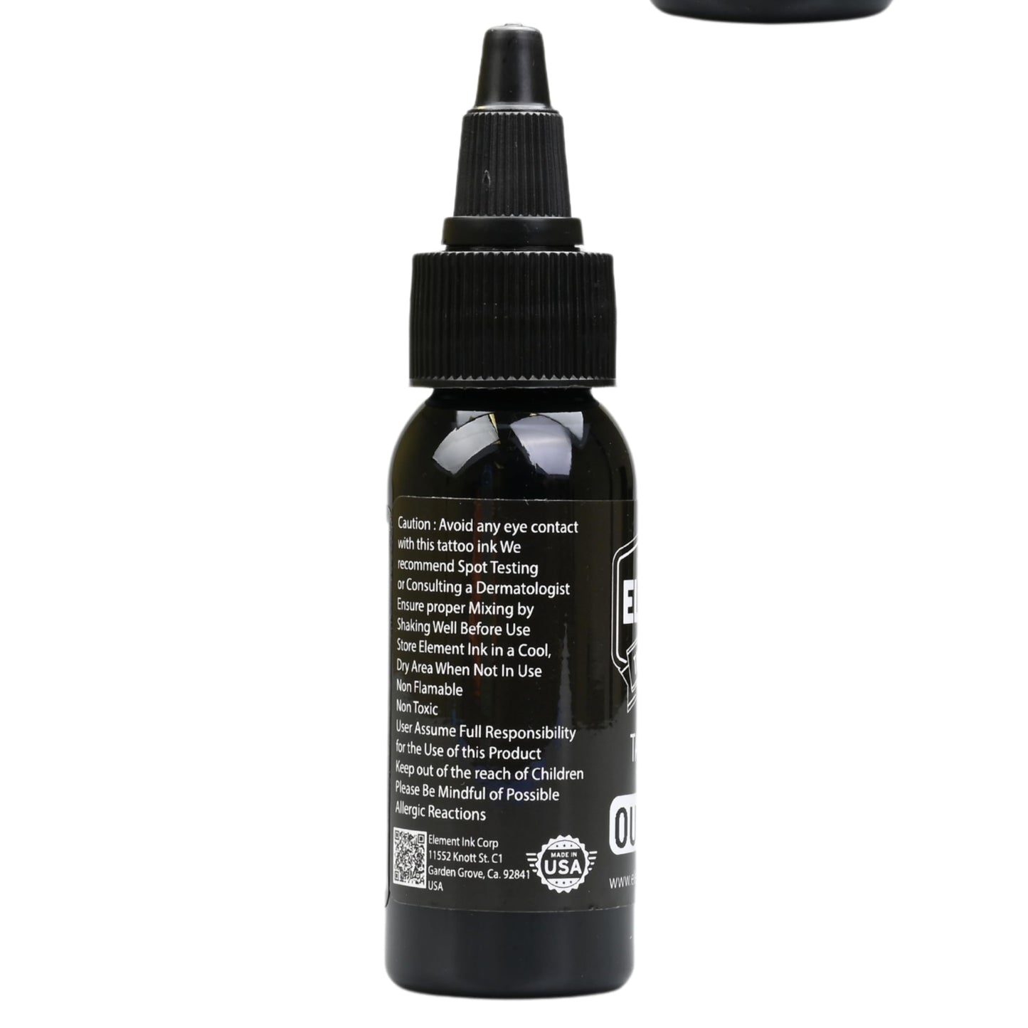 Element Tattoo Supply Nighthawk Black Tattoo Ink - Permanent Solid Black Color for Outlining, Shading & Blending, Professional Grade, Vegan, Non-Toxic & Safe for Human Skin, 1 oz Bottle