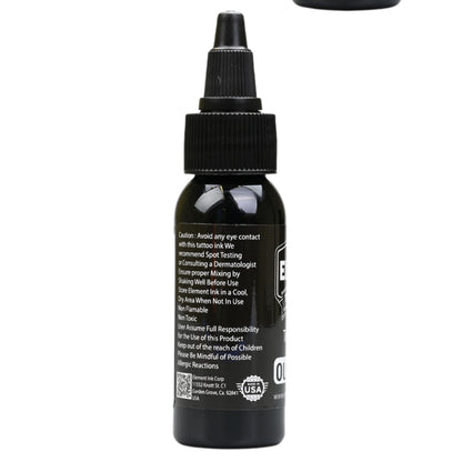 Element Tattoo Supply Nighthawk Black Tattoo Ink - Permanent Solid Black Color for Outlining, Shading & Blending, Professional Grade, Vegan, Non-Toxic & Safe for Human Skin, 1 oz Bottle