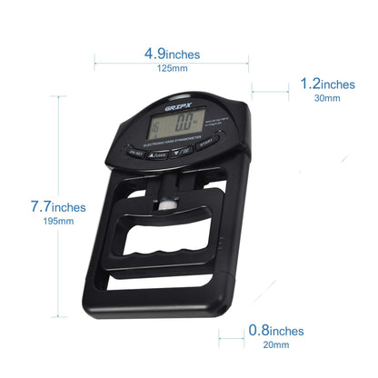 GRIPX Digital Hand Dynamometer Grip Strength Measurement Meter Auto Capturing Electronic Hand Grip Power 198Lbs / 90Kgs