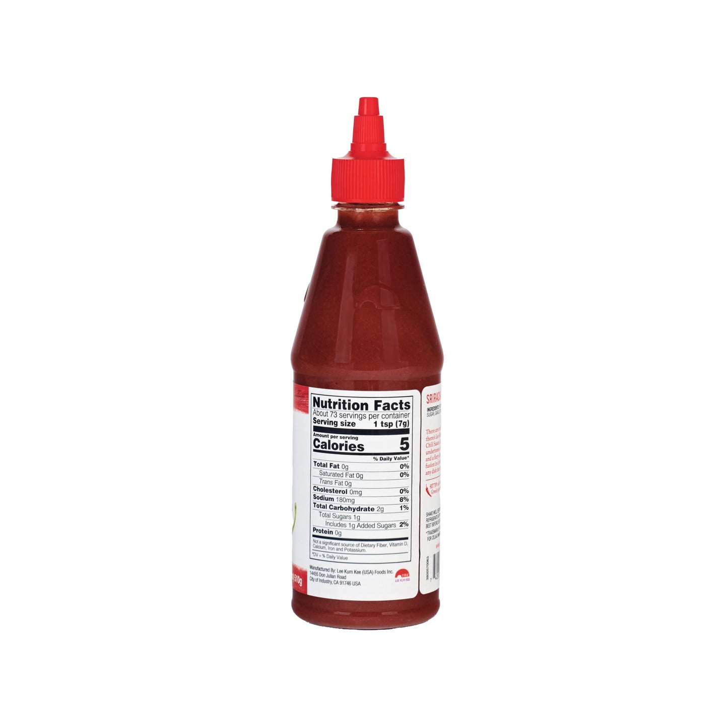 Lee Kum Kee Sriracha Chili Sauce Plastic Bottle (18 oz - 1 Pack), Gluten Free, Non-GMO, Vegan, Spicy, Hot and Sweet with a Hint of Garlic, Perfect for Stir-Fries, Dipping Sauces, Drizzling, Noodles, Marinades, and Dumplings